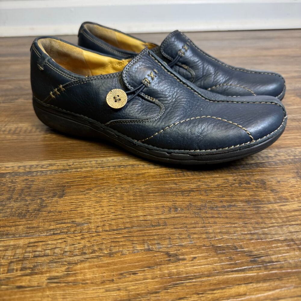 Clarks Unstructured Size 10 Un Loop Blue Leather … - image 2